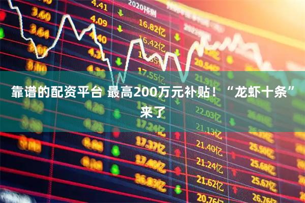 靠谱的配资平台 最高200万元补贴！“龙虾十条”来了